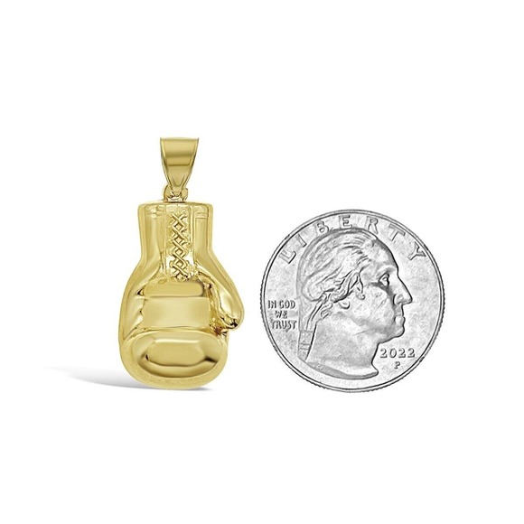 10k Gold Boxing Gloves Pendant Sport Charm 1.3" - Picture 2 of 4